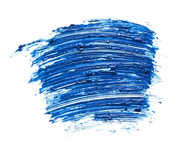 青いマスカラーまつげが白い背景で隔離のためのテクスチャです 白い背景の上のまつげのネイビー ブルーのマスカラーの塗抹 — ストック写真