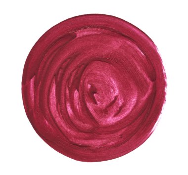 Dudak Parlatıcısı Makyaj smear yuvarlak beyaz arka plan üzerinde izole şekli. Beyaz arka plan üzerinde izole ruj doku