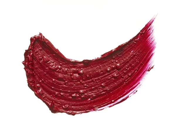 Smear Texture Red Lipstick Acrylic Paint Isolated White Background — Stock Photo, Image