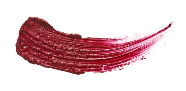Frottis Texture Rouge Lèvres Peinture Acrylique Isolés Sur Fond Blanc — Photo