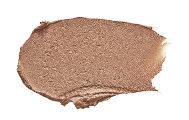 Bej makyaj smear kremsi Vakfı beyaz arka plan üzerinde izole. Bej kremsi Vakfı doku arka plan