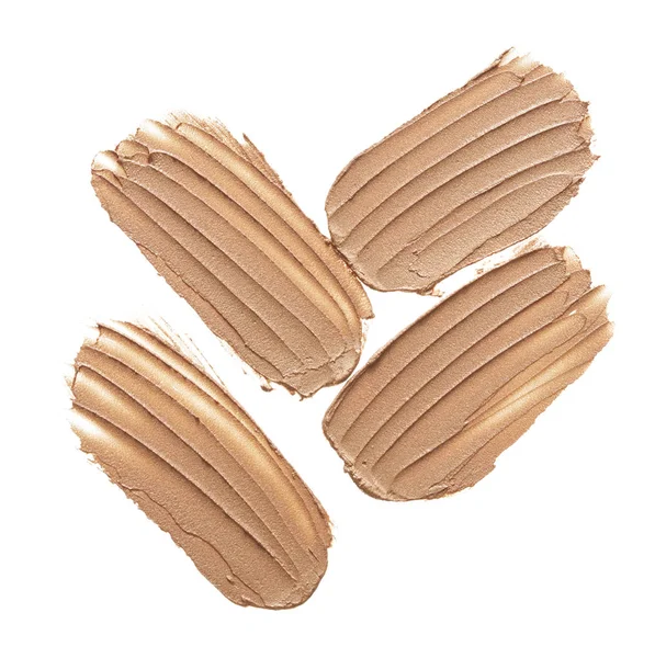 Beige Makeup Utstryk Krämig Foundation Isolerad Vit Bakgrund Beige Krämig — Stockfoto