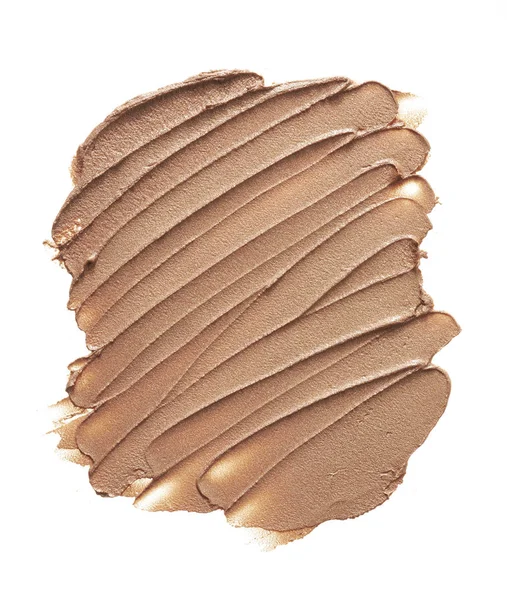 Beige Makeup Utstryk Krämig Foundation Isolerad Vit Bakgrund Beige Krämig — Stockfoto