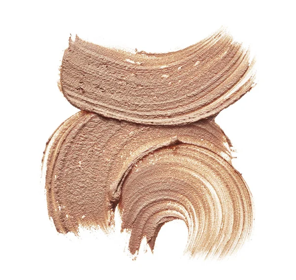 Beige Makeup Utstryk Krämig Foundation Isolerad Vit Bakgrund Beige Krämig — Stockfoto