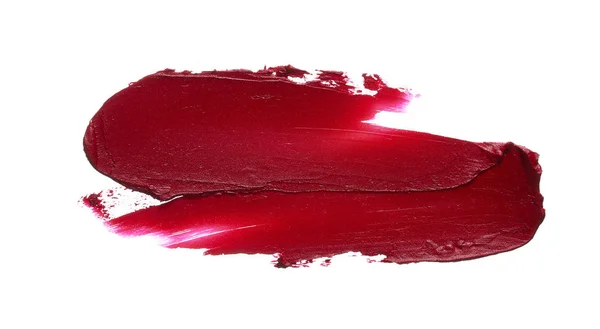 Roter Lippenstift oder Acrylfarbe isoliert auf weiß — Stockfoto