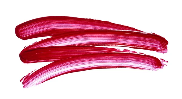 빨간 립스틱 또는 아크릴 페인트 흰색 절연 — 스톡 사진