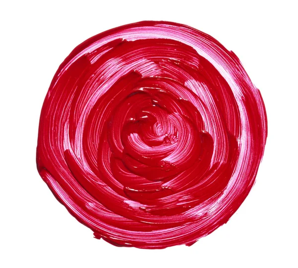 Lápiz labial rojo o pintura acrílica aislada en blanco — Foto de Stock