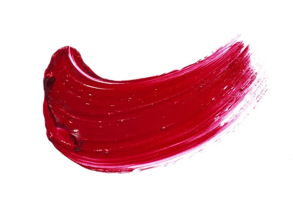 Červená rtěnka nebo Akrylová barva izolované na bílém — Stock fotografie