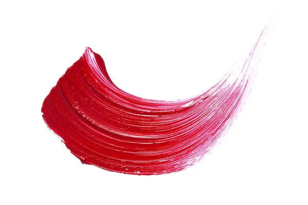 在白色查出的红色口红或丙烯酸油漆 — 图库照片