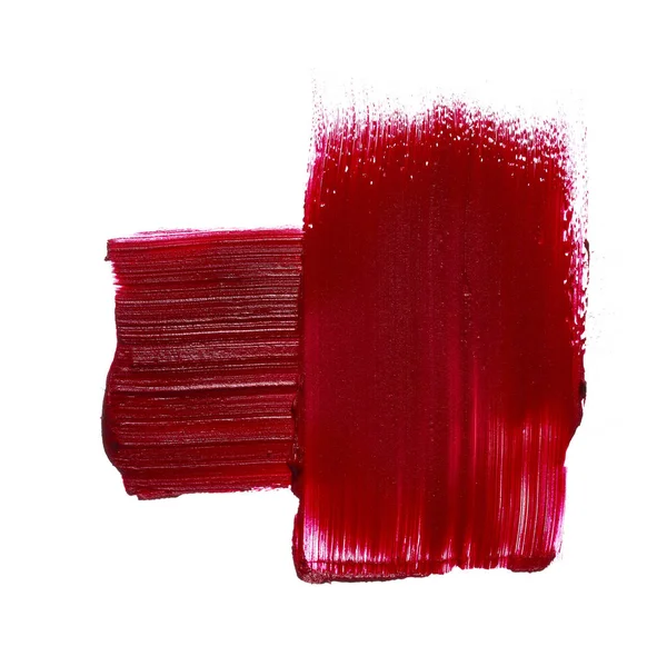 Lápiz labial rojo o pintura acrílica aislada en blanco — Foto de Stock
