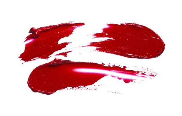 Kırmızı ruj veya akrilik boya beyaz izole — Stok fotoğraf