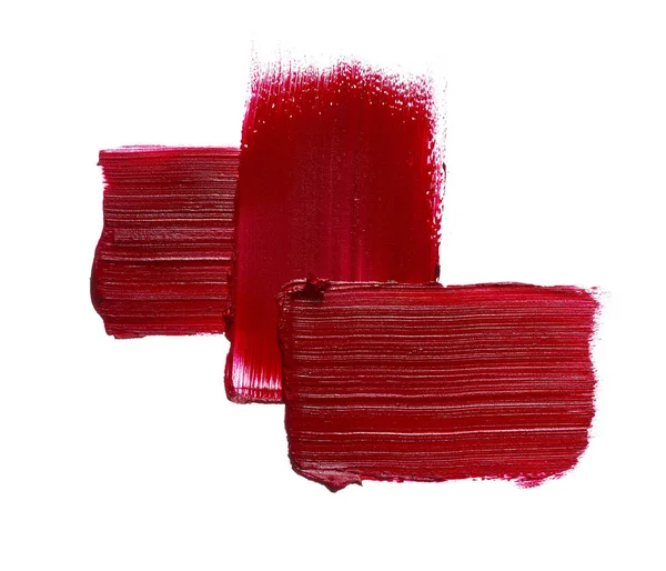 Red lipstick or acrylic paint isolated on white — Stock Photo, Image