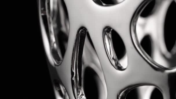 Smooth Circular Motion Chrome Surface Black Background Abstraction — Stock Video