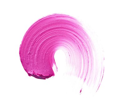 Beyaz üzerinde izole pembe ruj veya akrilik boya