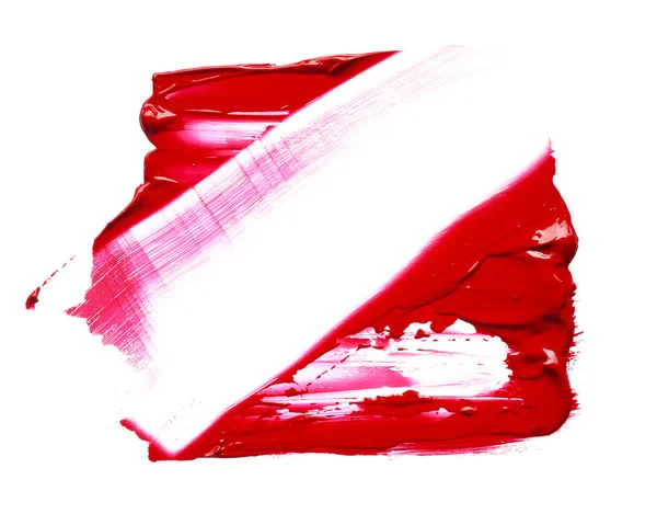 Червона помада або акрилова фарба ізольовані на білому — стокове фото