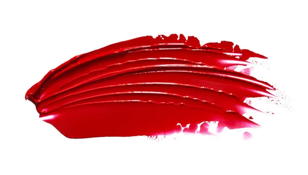 Red lipstick or acrylic paint isolated on white — Stock Photo, Image