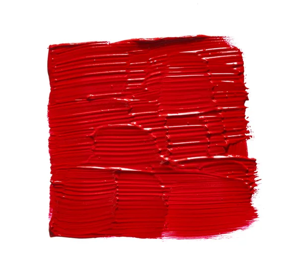 Κόκκινο κραγιόν ή ακρυλικά χρώματα που απομονώνονται σε λευκό — Φωτογραφία Αρχείου