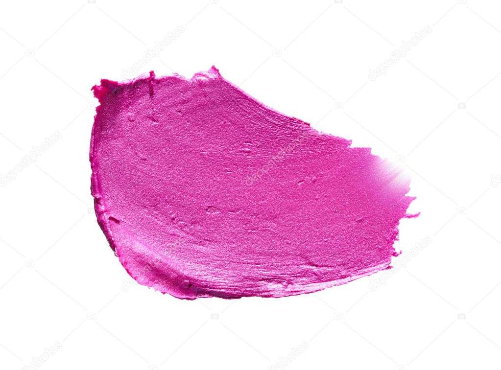 Pink lipstick or acrylic paint isolated on white