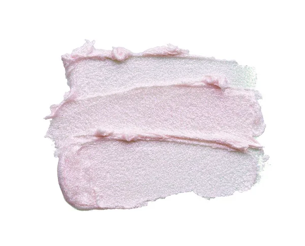 Pearly Pink Smears Texture Expensive Face Cream Isolated White Background — Stock Photo, Image