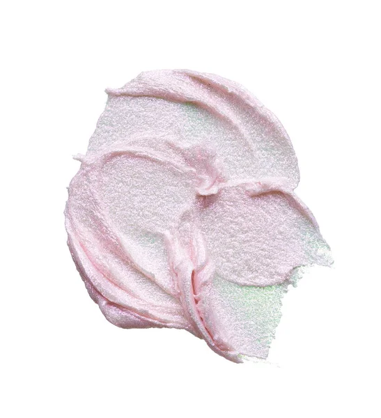 Parelwitte Roze Uitstrijkjes Textuur Van Dure Gezichtscrème Geïsoleerd Wit Achtergrond — Stockfoto