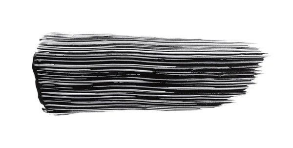 Fekete Stroke Textúra Szempillaspirál Vagy Akril Fehér Alapon — Stock Fotó