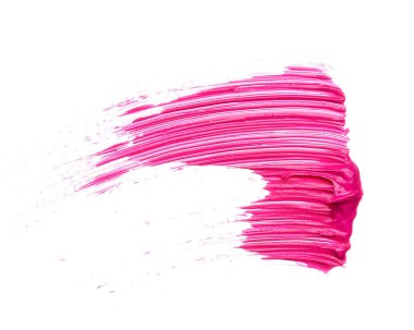 Pembe darbeler ve doku maskara veya beyaz bir arka plan üzerinde akrilik