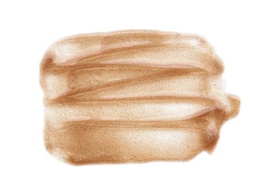 Beyaz arka planda izole edilmiş altın dudak parlatıcısının lekeleri ve dokusu