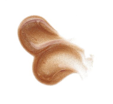 Beyaz arka planda izole edilmiş altın dudak parlatıcısının lekeleri ve dokusu