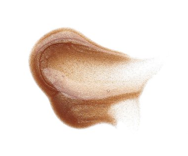 Beyaz arka planda izole edilmiş altın dudak parlatıcısının lekeleri ve dokusu