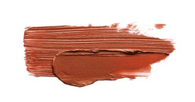 Beyaz arka plan üzerinde izole bronz dudak parlatıcı smear ve doku
