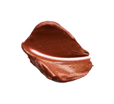 Beyaz arka plan üzerinde izole bronz dudak parlatıcı smear ve doku