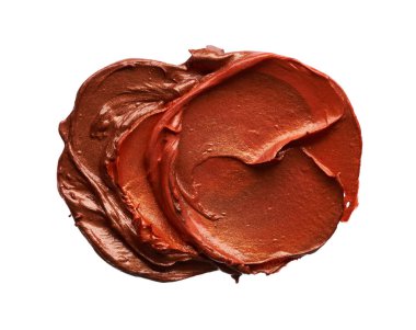 Beyaz arka plan üzerinde izole bronz dudak parlatıcı smear ve doku