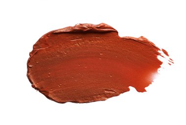 Beyaz arka plan üzerinde izole bronz dudak parlatıcı smear ve doku