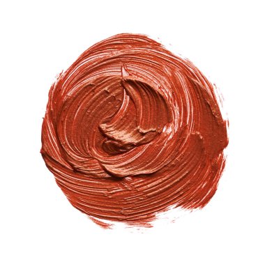 Beyaz arka plan üzerinde izole bronz dudak parlatıcı smear ve doku