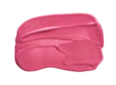 Hafifçe pembe darbeler ve dudak parlatıcı veya akrilik boya beyaz arka plan üzerinde izole doku