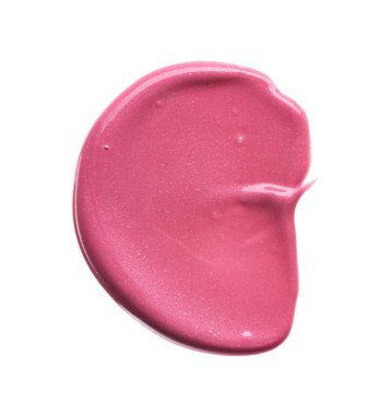 Hafifçe pembe darbeler ve dudak parlatıcı veya akrilik boya beyaz arka plan üzerinde izole doku