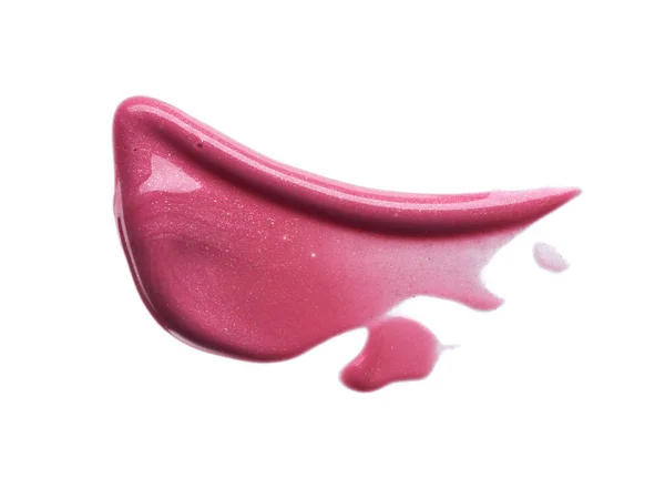 Zacht Roze Lijnen Textuur Van Lipgloss Acrylverf Geïsoleerd Witte Achtergrond — Stockfoto