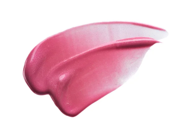Traços Suavemente Rosa Textura Brilho Labial Tinta Acrílica Isolada Fundo — Fotografia de Stock
