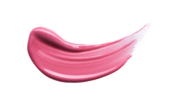 Zacht Roze Lijnen Textuur Van Lipgloss Acrylverf Geïsoleerd Witte Achtergrond — Stockfoto