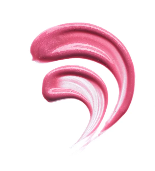 Traços Suavemente Rosa Textura Brilho Labial Tinta Acrílica Isolada Fundo — Fotografia de Stock