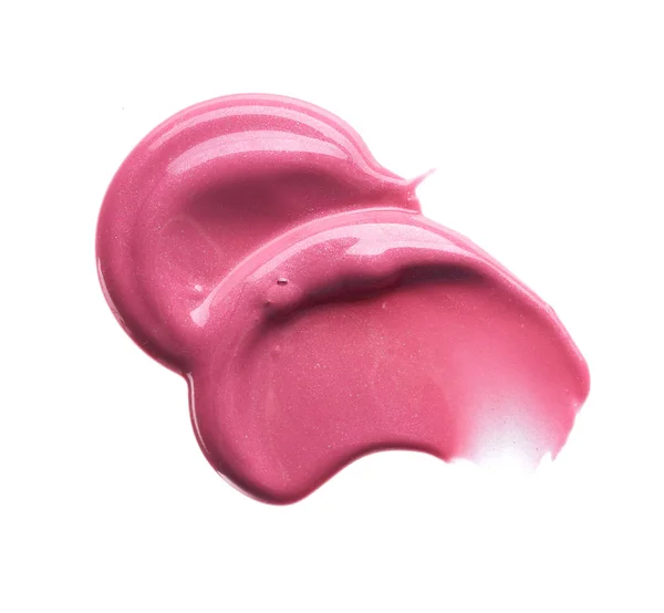 Sanft Rosa Striche Und Textur Von Lipgloss Oder Acrylfarbe Isoliert — Stockfoto