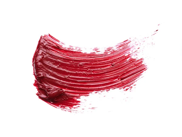 Mancha Textura Lápiz Labial Rojo Pintura Acrílica Aislada Sobre Fondo —  Fotos de Stock