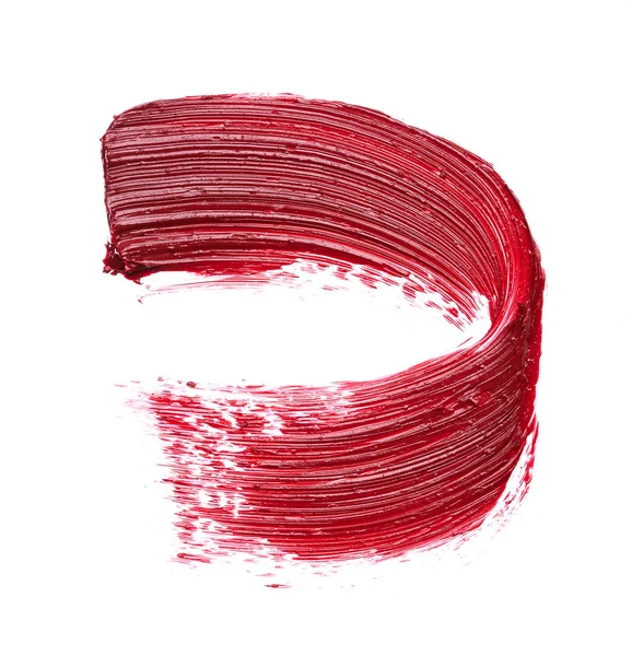 Yayma Doku Kırmızı Ruj Veya Akrilik Boya Beyaz Arka Plan — Stok fotoğraf