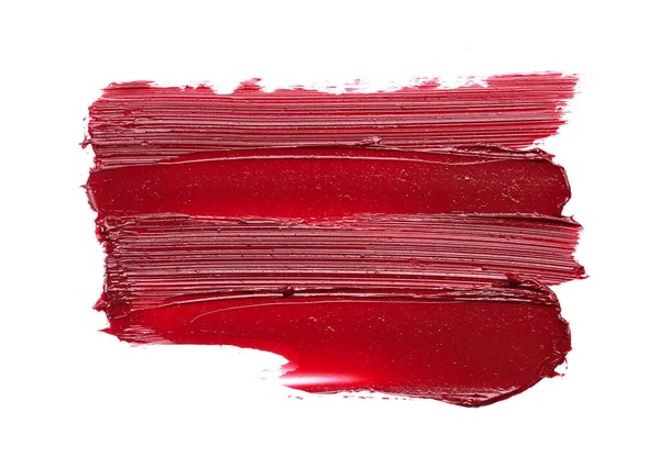 Kenet Textúra Vörös Rúzs Vagy Akril Festék Elszigetelt Fehér Background — Stock Fotó