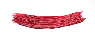 Yayma ve doku kırmızı ruj veya akrilik boya beyaz arka plan üzerinde izole.