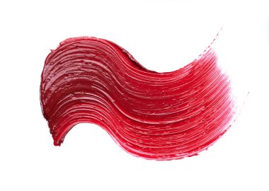 Yayma ve doku kırmızı ruj veya akrilik boya beyaz arka plan üzerinde izole.