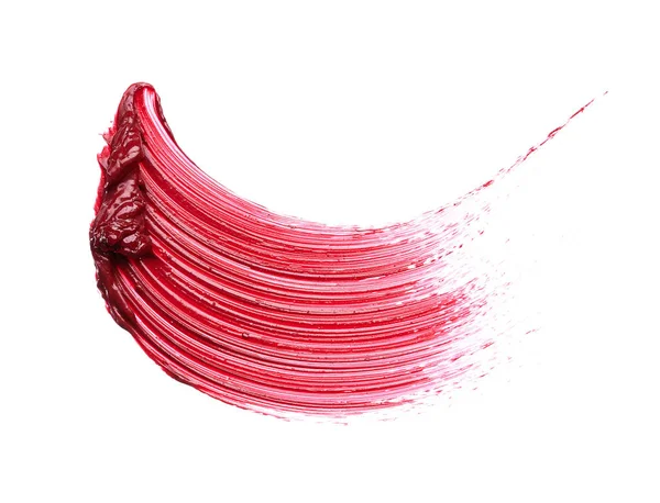 Mancha Textura Batom Vermelho Tinta Acrílica Isolada Sobre Fundo Branco — Fotografia de Stock