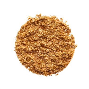 Beyaz arka planda izole altın göz farı dokusu. Kırık altın tozu makro doku