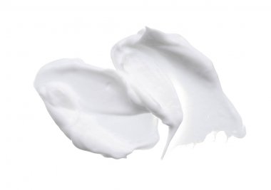 Beyaz smear ve doku yüz kil veya beyaz arka planda izole krem ile yapılan.