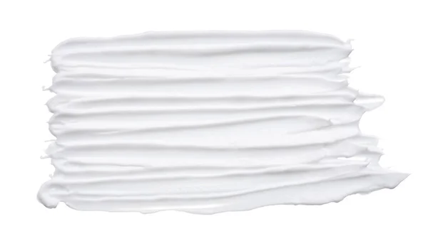Biały Rozmaz Tekstura Wykonane Gliny Twarzy Lub Śmietany Białym Tle — Zdjęcie stockowe